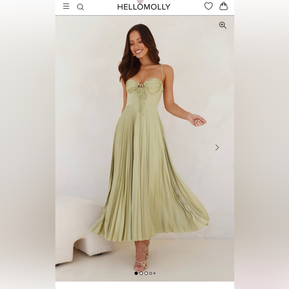 Hello Molly Sage Pleated Maxi Dress